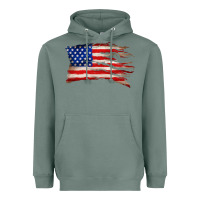 Sage tattered american flag Heavyweight Hoodie - Zillion Design Studio