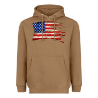 Toasted Coconut tattered american flag Heavyweight Hoodie - Zillion Design Studio