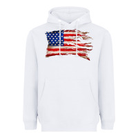 White tattered american flag Heavyweight Hoodie - Zillion Design Studio