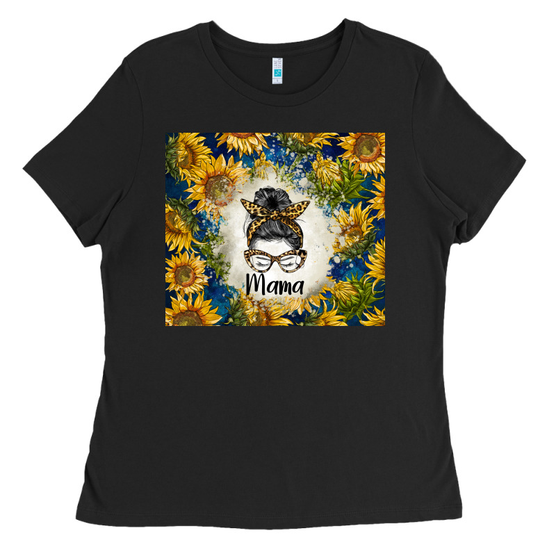 Sunflowers Messy Bun Mama Ladies Tee by BarkalooDesign | Teevron