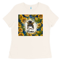Bone sunflowers messy bun mama Ladies Tee - BarkalooDesign