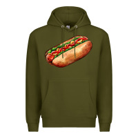 Army Green American hot dog Premium Hoodie - AdoDesignShop