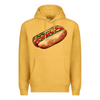 Mustard American hot dog Premium Hoodie - AdoDesignShop