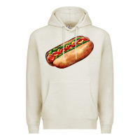 Oatmeal Heather American hot dog Premium Hoodie - AdoDesignShop