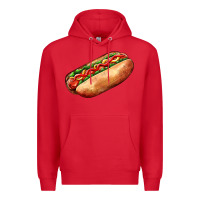 Red American hot dog Premium Hoodie - AdoDesignShop