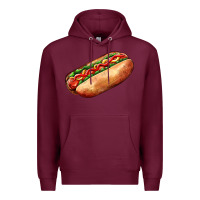 Burgundy American hot dog Premium Hoodie - AdoDesignShop