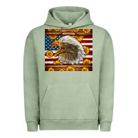 Pigment Oil Green American Flag Eagle Urban Hoodie - LillyAllenDesigns