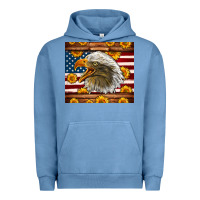 Pigment Pebble Blue American Flag Eagle Urban Hoodie - LillyAllenDesigns