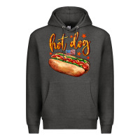Charcoal Heather hot dog Premium Hoodie - AdoDesignShop