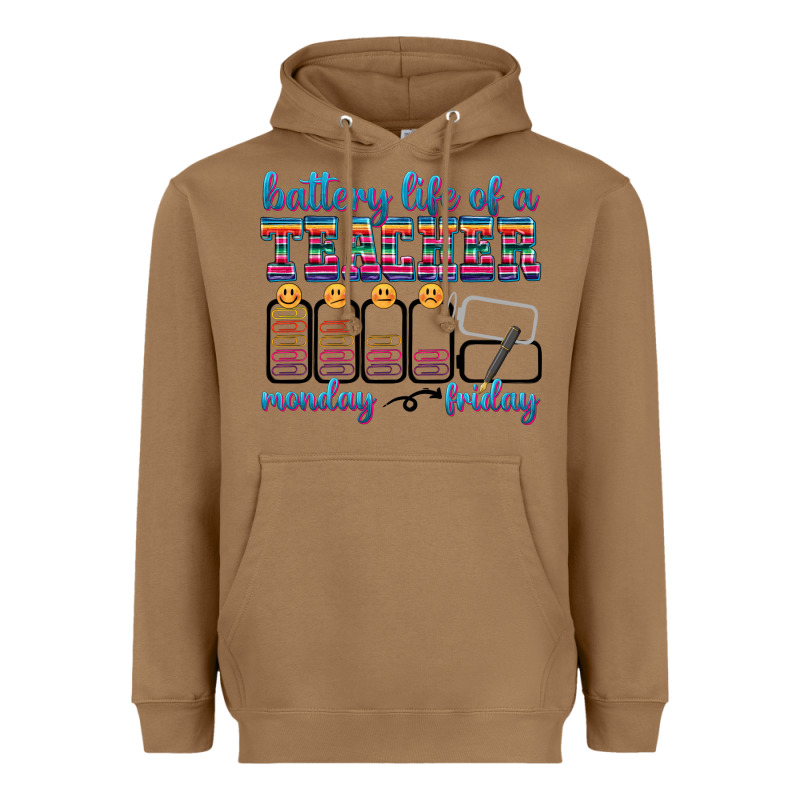 Battery Life Of A Teacher Heavyweight Hoodie by texasbilliewilder | Teevron