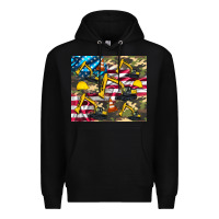 Black excavator American flag Premium Hoodie - Artiststas