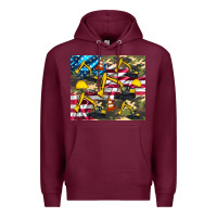 Burgundy excavator American flag Premium Hoodie - Artiststas