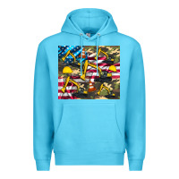 Ocean Blue excavator American flag Premium Hoodie - Artiststas