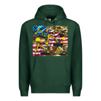 Sports Green excavator American flag Premium Hoodie - Artiststas