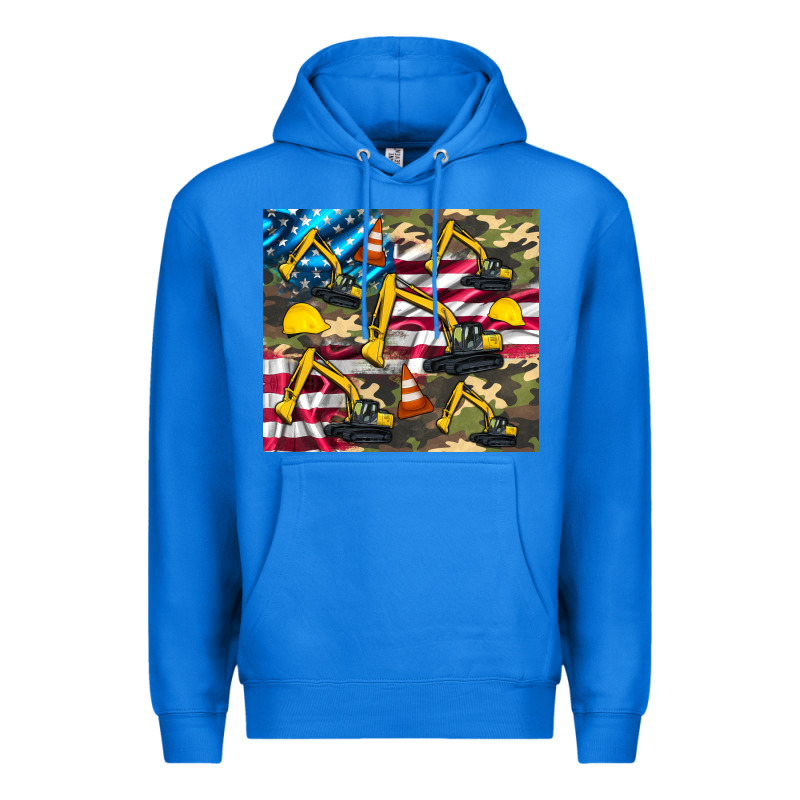 Excavator American Flag Premium Hoodie by Artiststas | Teevron