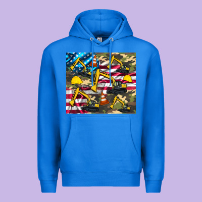 Excavator American Flag Premium Hoodie Designed By Artiststas