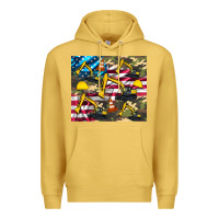 Antique Gold excavator American flag Premium Hoodie - Artiststas