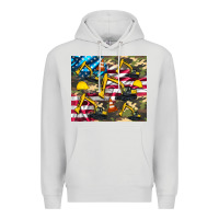 Dove Grey excavator American flag Premium Hoodie - Artiststas