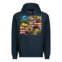 Navy excavator American flag Premium Hoodie - Artiststas