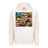 Pale Pink excavator American flag Premium Hoodie - Artiststas