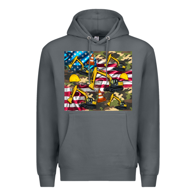 Excavator American Flag Premium Hoodie by Artiststas | Teevron