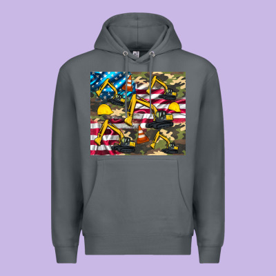 Excavator American Flag Premium Hoodie Designed By Artiststas