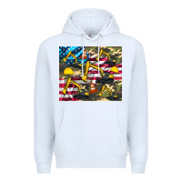 White excavator American flag Premium Hoodie - Artiststas