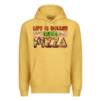 Antique Gold life is better with pizza Premium Hoodie - AdoDesignShop