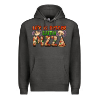 Charcoal Heather life is better with pizza Premium Hoodie - AdoDesignShop