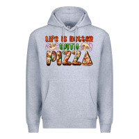 Heather Grey life is better with pizza Premium Hoodie - AdoDesignShop