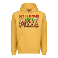 Mustard life is better with pizza Premium Hoodie - AdoDesignShop