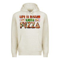Oatmeal Heather life is better with pizza Premium Hoodie - AdoDesignShop