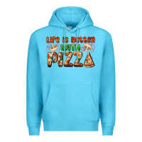Ocean Blue life is better with pizza Premium Hoodie - AdoDesignShop