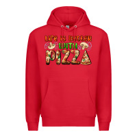 Red life is better with pizza Premium Hoodie - AdoDesignShop