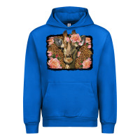 Cobalt Western Floral Giraffe Urban Hoodie - LillyAllenDesigns
