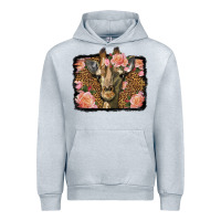 Heather Grey Western Floral Giraffe Urban Hoodie - LillyAllenDesigns