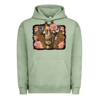 Pigment Oil Green Western Floral Giraffe Urban Hoodie - LillyAllenDesigns