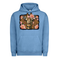 Pigment Pebble Blue Western Floral Giraffe Urban Hoodie - LillyAllenDesigns