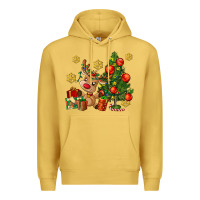 Antique Gold reindeer and christmas tree Premium Hoodie - AdoDesignShop