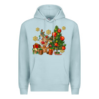 Blue Mist reindeer and christmas tree Premium Hoodie - AdoDesignShop
