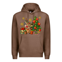 Chestnut reindeer and christmas tree Premium Hoodie - AdoDesignShop