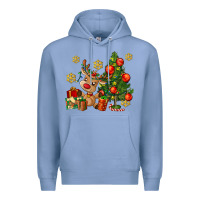 Reindeer And Christmas Tree Premium Hoodie | Teevron