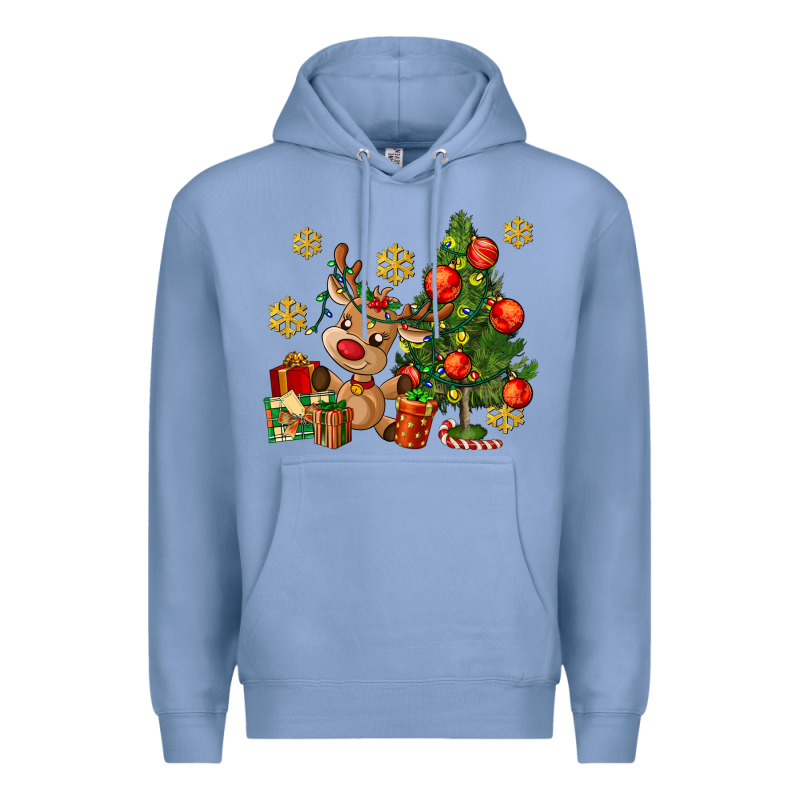 Reindeer And Christmas Tree Premium Hoodie by AdoDesignShop | Teevron
