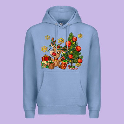 Reindeer And Christmas Tree Premium Hoodie Designed By Adodesignshop