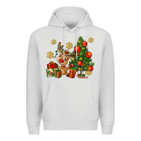 Dove Grey reindeer and christmas tree Premium Hoodie - AdoDesignShop