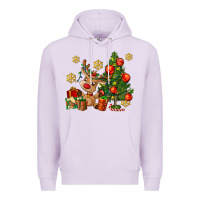 Lilac reindeer and christmas tree Premium Hoodie - AdoDesignShop