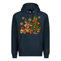 Navy reindeer and christmas tree Premium Hoodie - AdoDesignShop