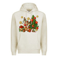 Oatmeal Heather reindeer and christmas tree Premium Hoodie - AdoDesignShop