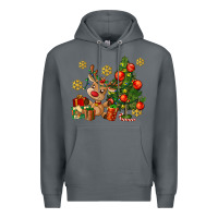Rock reindeer and christmas tree Premium Hoodie - AdoDesignShop