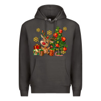 Smoke reindeer and christmas tree Premium Hoodie - AdoDesignShop